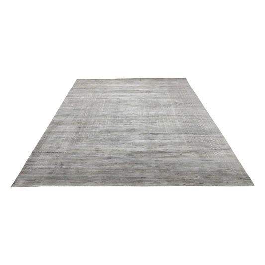 Grey Multy, Silk Wool Regular Modern Handknotted 8.11x12.1Ft 272x368Cms Area Rug