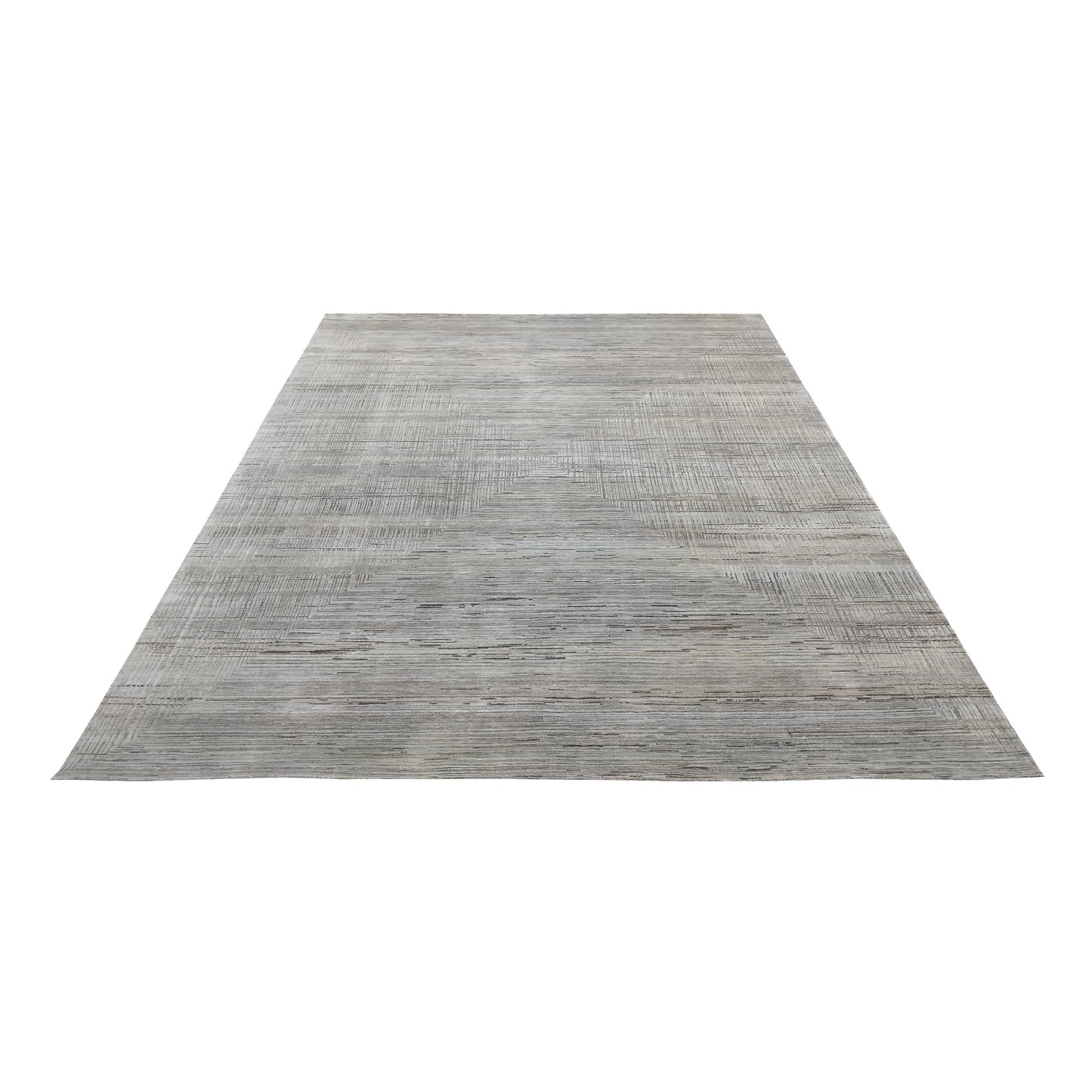 Grey Multy, Silk Wool Regular Modern Handknotted 8.11x12.1Ft 272x368Cms Area Rug