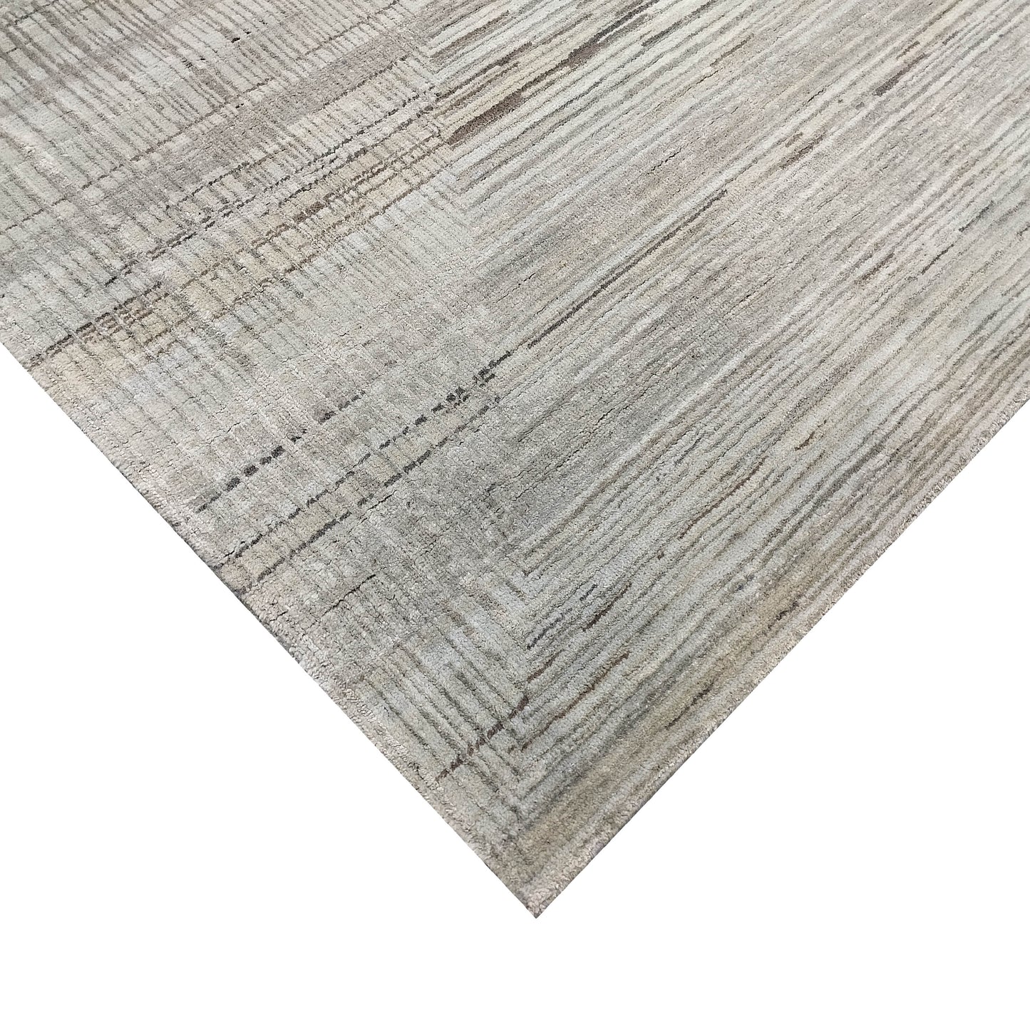 Grey Multy, Silk Wool Regular Modern Handknotted 8.11x12.1Ft 272x368Cms Area Rug