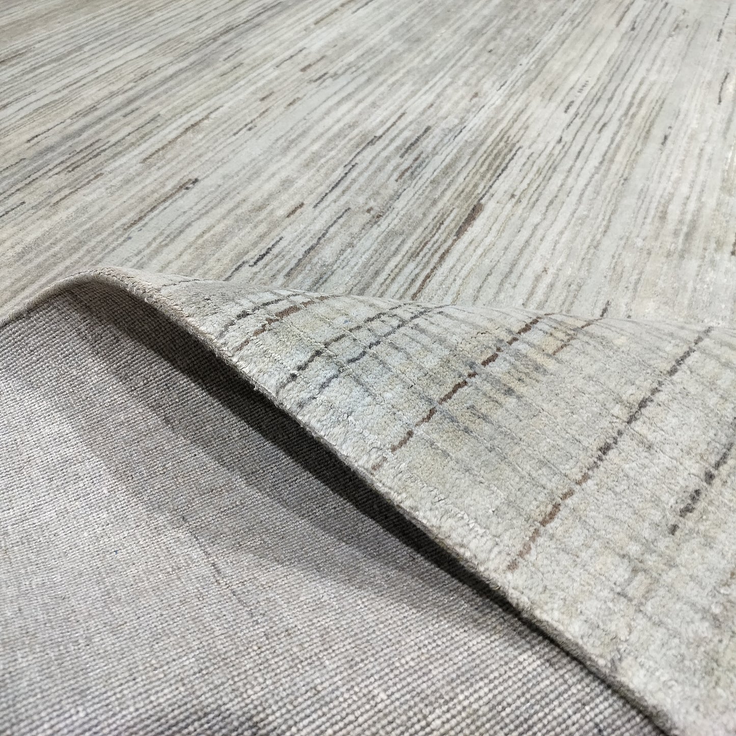 Grey Multy, Silk Wool Regular Modern Handknotted 8.11x12.1Ft 272x368Cms Area Rug