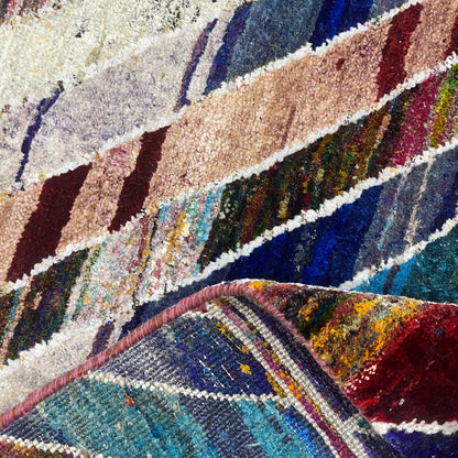 Blue and Multy, Pure Sari Silk Modern Geometrical Handknotted 8.11x11.10ft 271x360Cms Area Rug