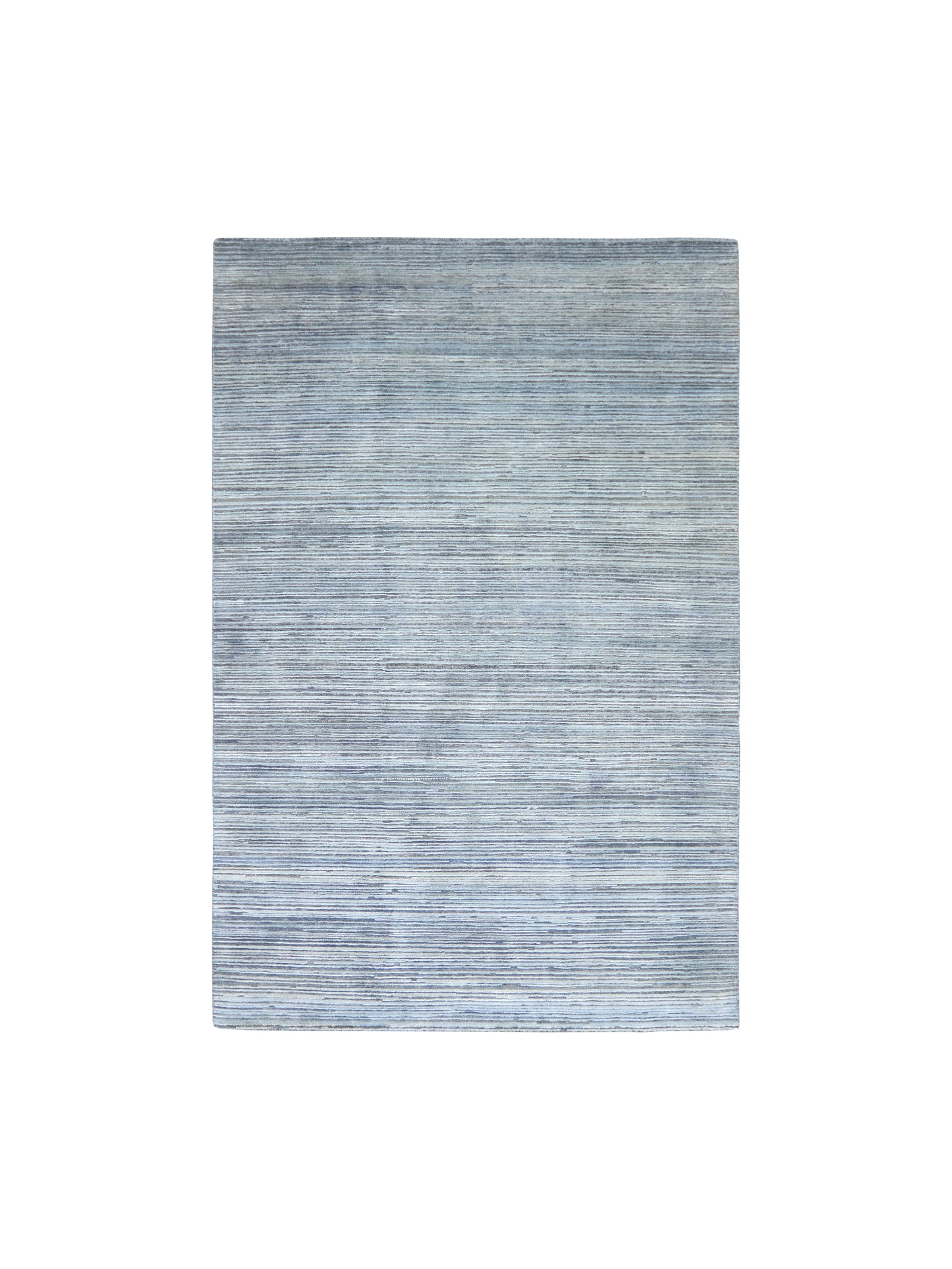 D. Grey Blue, Silk Wool Oxidized Modern Handknotted 6.0x9.2Ft 182x280Cms Area Rug