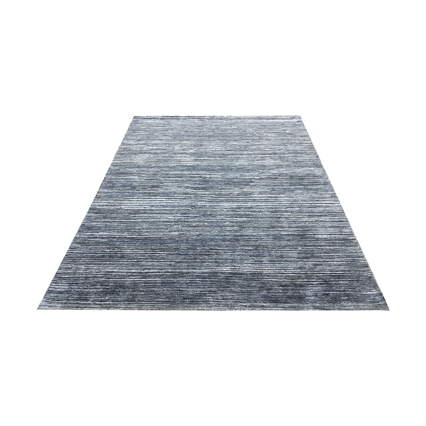 D. Grey Blue, Silk Wool Oxidized Modern Handknotted 6.0x9.2Ft 182x280Cms Area Rug