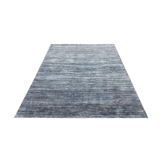 D. Grey Blue, Silk Wool Oxidized Modern Handknotted 6.0x9.2Ft 182x280Cms Area Rug