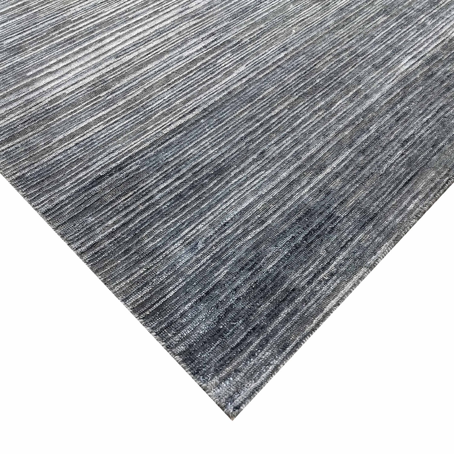 D. Grey Blue, Silk Wool Oxidized Modern Handknotted 6.0x9.2Ft 182x280Cms Area Rug