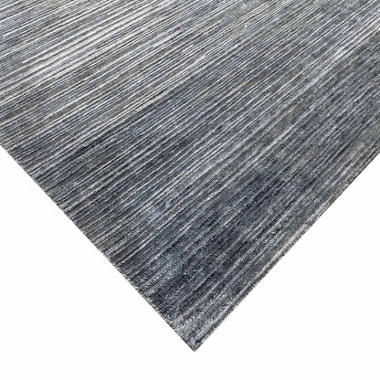 D. Grey Blue, Silk Wool Oxidized Modern Handknotted 6.0x9.2Ft 182x280Cms Area Rug