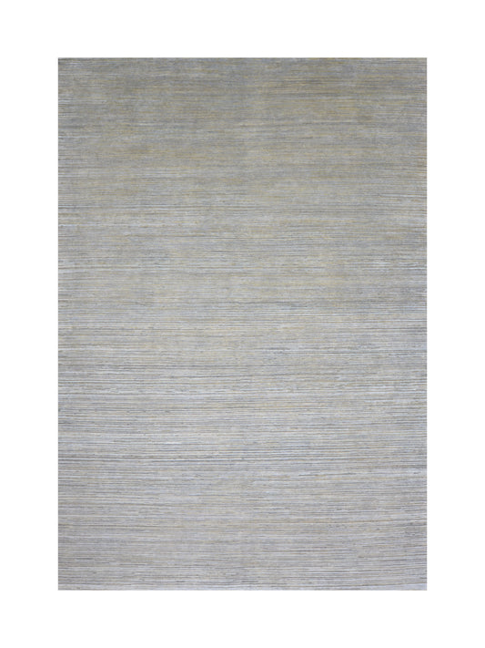 Beige and Grey, Silk Wool Oxidized Modern Solid Handknotted 9.9x13.11ft 296x423Cms Area Rug