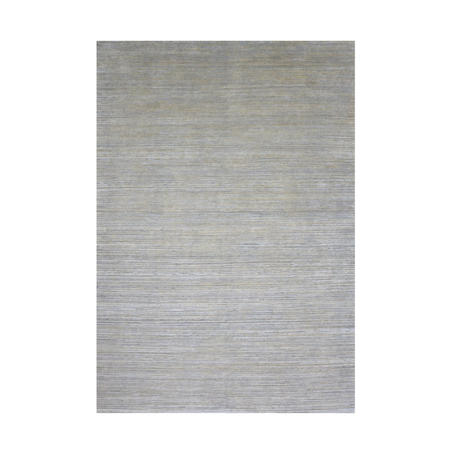 Beige and Grey, Silk Wool Oxidized Modern Solid Handknotted 9.9x13.11ft 296x423Cms Area Rug