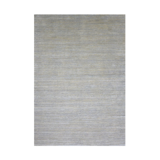 Beige and Grey, Silk Wool Oxidized Modern Solid Handknotted 9.9x13.11ft 296x423Cms Area Rug