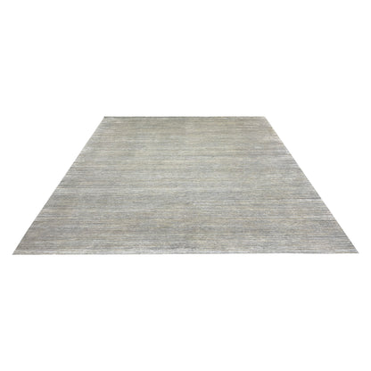 Beige and Grey, Silk Wool Oxidized Modern Solid Handknotted 9.9x13.11ft 296x423Cms Area Rug