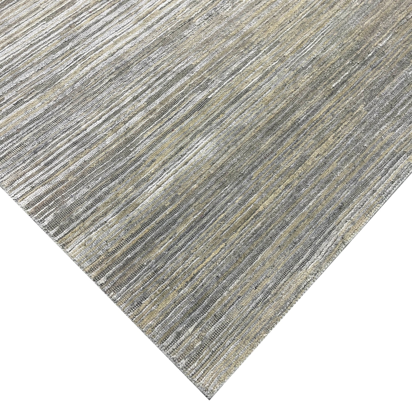 Beige and Grey, Silk Wool Oxidized Modern Solid Handknotted 9.9x13.11ft 296x423Cms Area Rug
