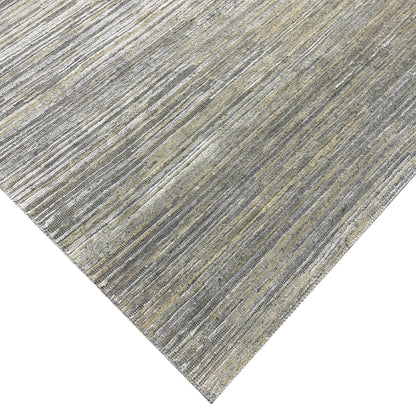 Beige and Grey, Silk Wool Oxidized Modern Solid Handknotted 9.9x13.11ft 296x423Cms Area Rug