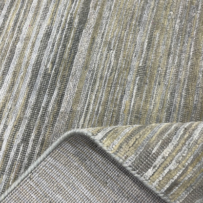 Beige and Grey, Silk Wool Oxidized Modern Solid Handknotted 9.9x13.11ft 296x423Cms Area Rug