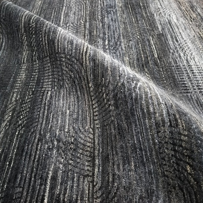Black and Blue, Silk Wool Regular Pile Modern Geometrical Handknotted 11.10x14.11ft 360x456Cms Area Rug