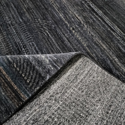 Black and Blue, Silk Wool Regular Pile Modern Geometrical Handknotted 11.10x14.11ft 360x456Cms Area Rug