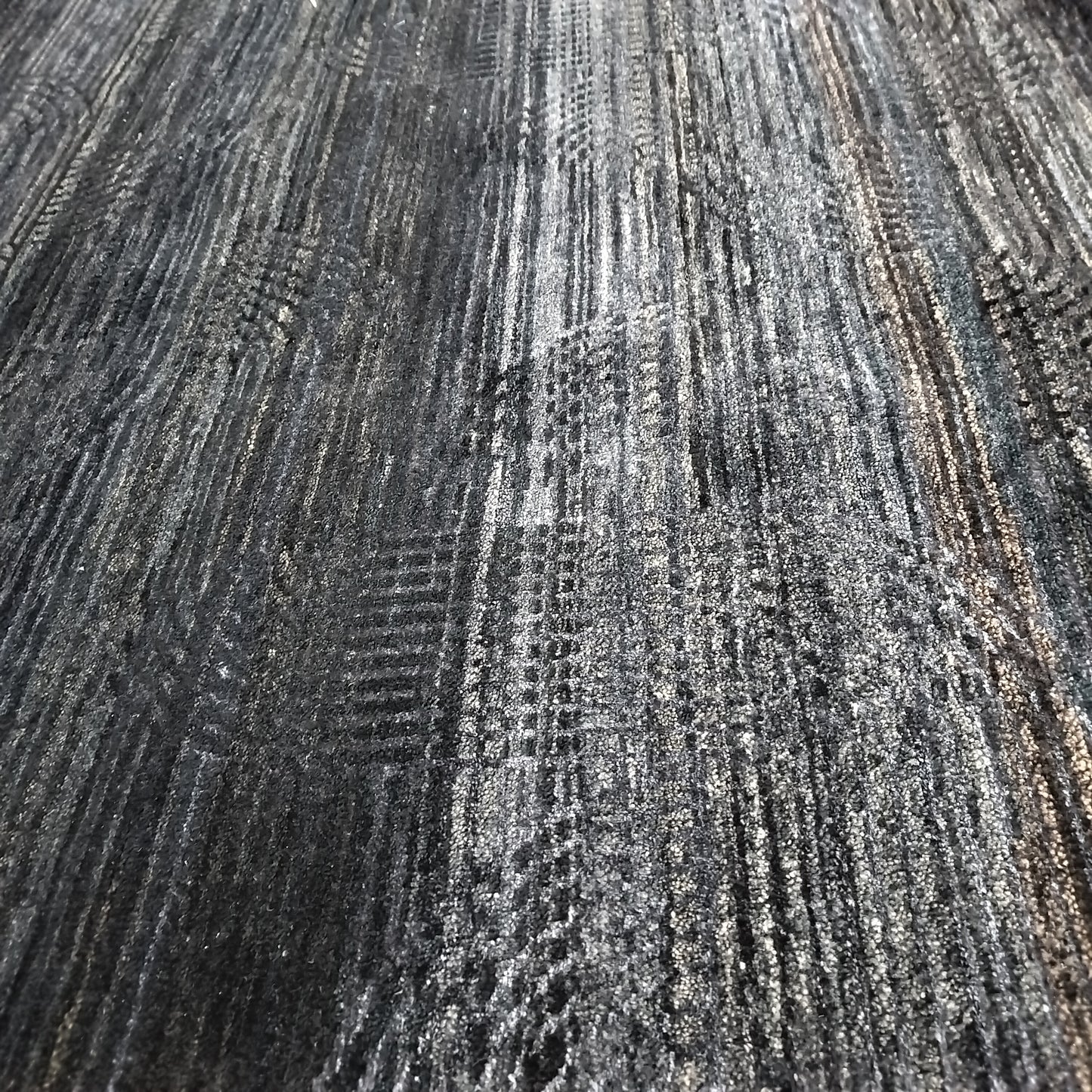 Black and Blue, Silk Wool Regular Pile Modern Geometrical Handknotted 11.10x14.11ft 360x456Cms Area Rug