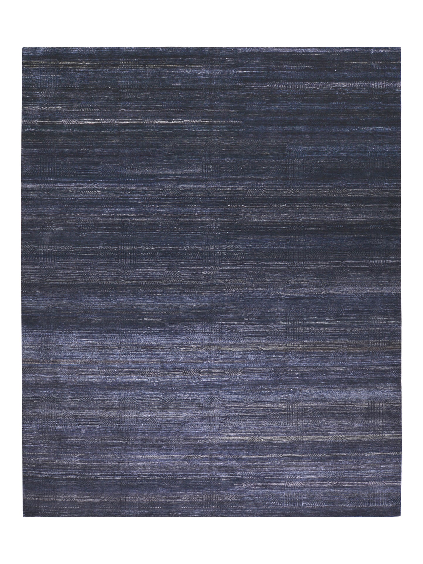 Black and Blue, Silk Wool Regular Pile Modern Geometrical Handknotted 11.10x14.11ft 360x456Cms Area Rug