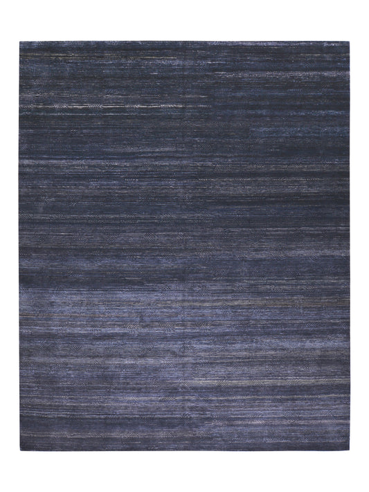 Black and Blue, Silk Wool Regular Pile Modern Geometrical Handknotted 11.10x14.11ft 360x456Cms Area Rug