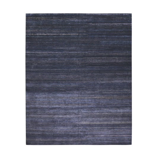 Black and Blue, Silk Wool Regular Pile Modern Geometrical Handknotted 11.10x14.11ft 360x456Cms Area Rug