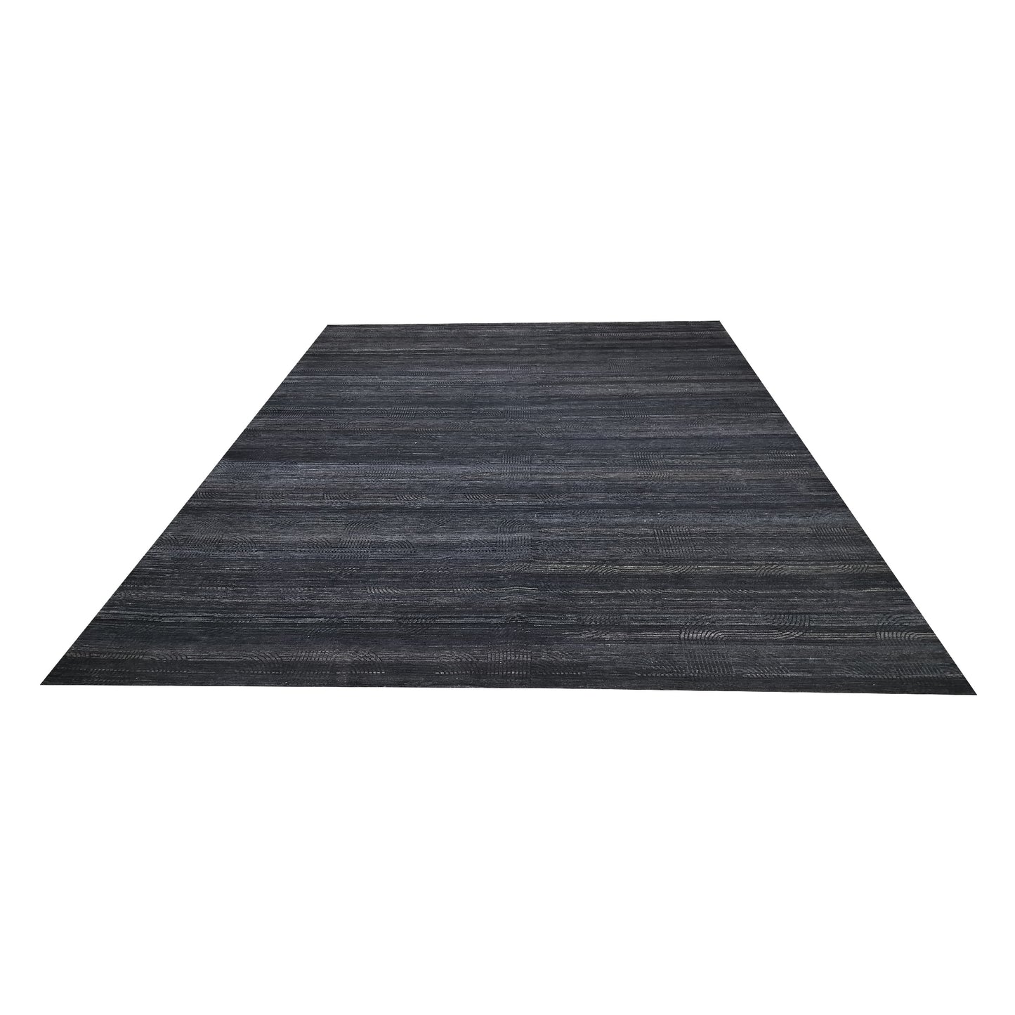 Black and Blue, Silk Wool Regular Pile Modern Geometrical Handknotted 11.10x14.11ft 360x456Cms Area Rug