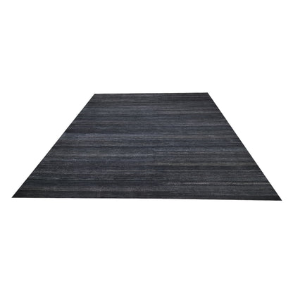 Black and Blue, Silk Wool Regular Pile Modern Geometrical Handknotted 11.10x14.11ft 360x456Cms Area Rug