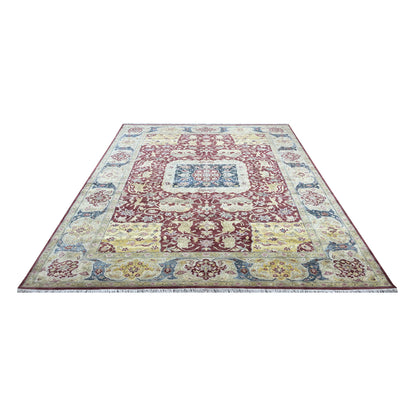 Red and Ivory Silk Hunting Persian Traditional Handknotted 10.1x14.1ft 306x430Cms Area Rug