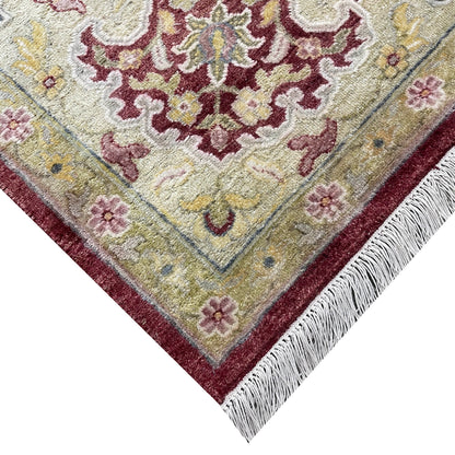 Red and Ivory Silk Hunting Persian Traditional Handknotted 10.1x14.1ft 306x430Cms Area Rug