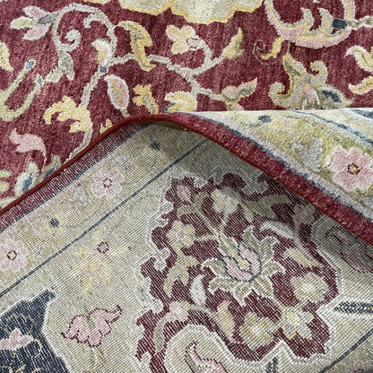 Red and Ivory Silk Hunting Persian Traditional Handknotted 10.1x14.1ft 306x430Cms Area Rug