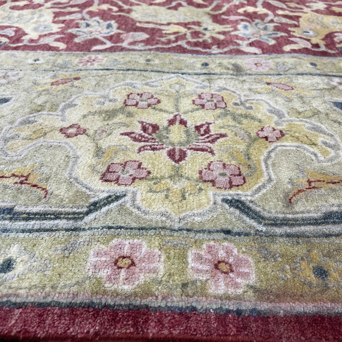 Red and Ivory Silk Hunting Persian Traditional Handknotted 10.1x14.1ft 306x430Cms Area Rug