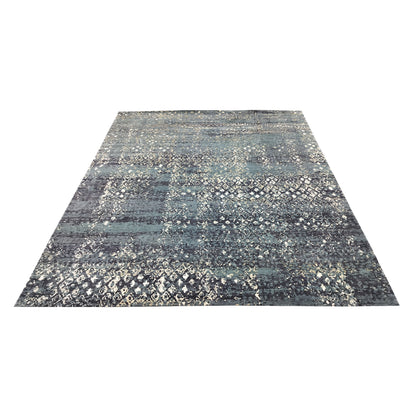 Green Silk Wool HI-LO Modern HandKnotted 7.11x10.1Ft 242x339Cms Area Rug