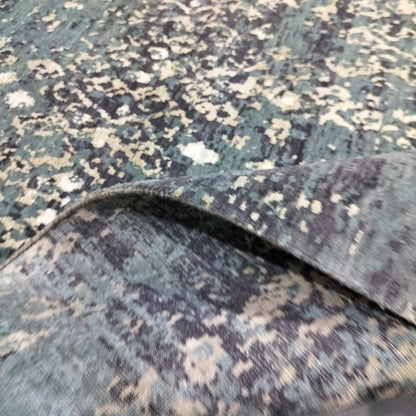 Green Silk Wool HI-LO Modern HandKnotted 7.11x10.1Ft 242x339Cms Area Rug