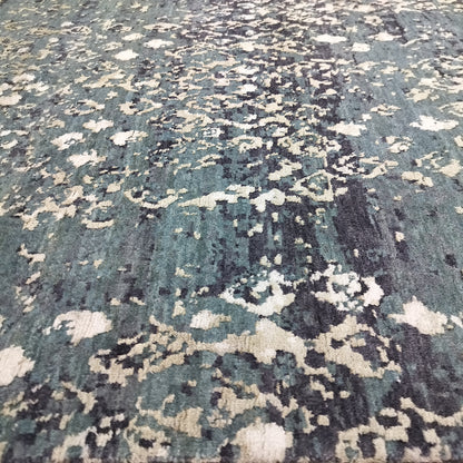 Green Silk Wool HI-LO Modern HandKnotted 7.11x10.1Ft 242x339Cms Area Rug