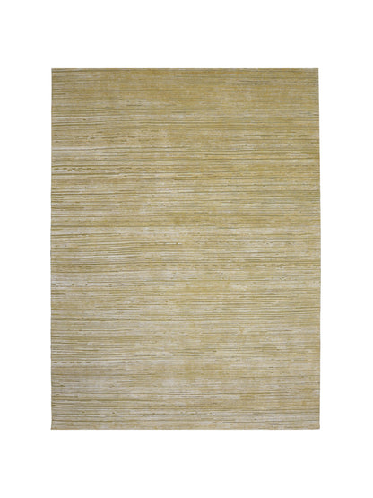 Gold Green Silk Wool Oxidized Modern Handknotted 8.10x12.2ft 269x371cms Area Rug