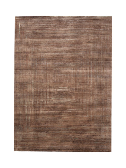 Brown Gold, Silk Wool Regular Modern Handknotted 8.9X12.0 Ft 257X366Cms Area Rug