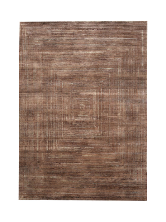 Brown Gold, Silk Wool Regular Modern Handknotted 8.9X12.0 Ft 257X366Cms Area Rug