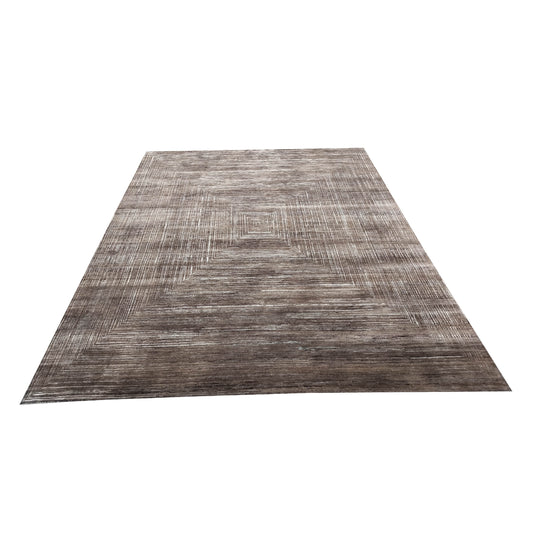 Brown Gold, Silk Wool Regular Modern Handknotted 8.9X12.0 Ft 257X366Cms Area Rug