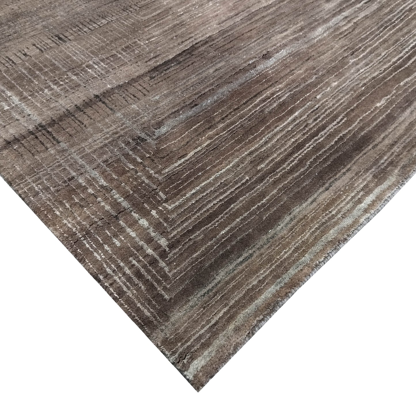 Brown Gold, Silk Wool Regular Modern Handknotted 8.9X12.0 Ft 257X366Cms Area Rug