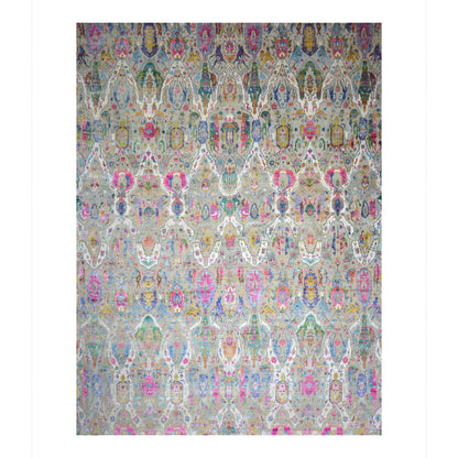 Grey and Multy, Sari Silk Oxidized Transitional Persian Handknotted 12.8x17.4ft 384x528Cms Area Rug