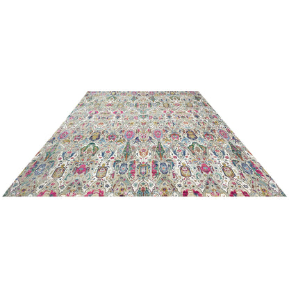 Grey and Multy, Sari Silk Oxidized Transitional Persian Handknotted 12.8x17.4ft 384x528Cms Area Rug