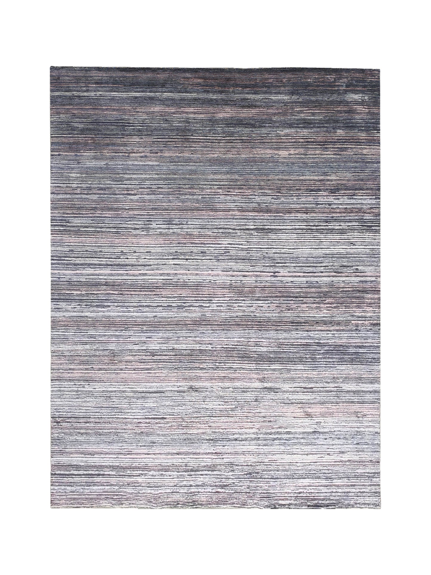 Grey and Brown, Silk Wool Oxidized Modern Solid Handknotted 8.11x12.1ft 275x368Cms Area Rug