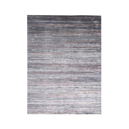 Grey and Brown, Silk Wool Oxidized Modern Solid Handknotted 8.11x12.1ft 275x368Cms Area Rug