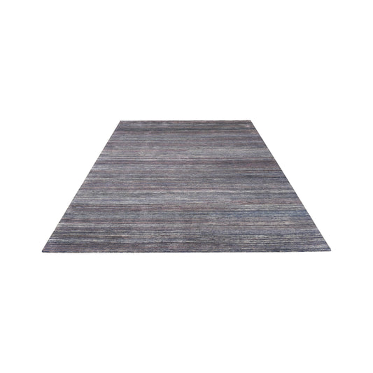 Grey and Brown, Silk Wool Oxidized Modern Solid Handknotted 8.11x12.1ft 275x368Cms Area Rug