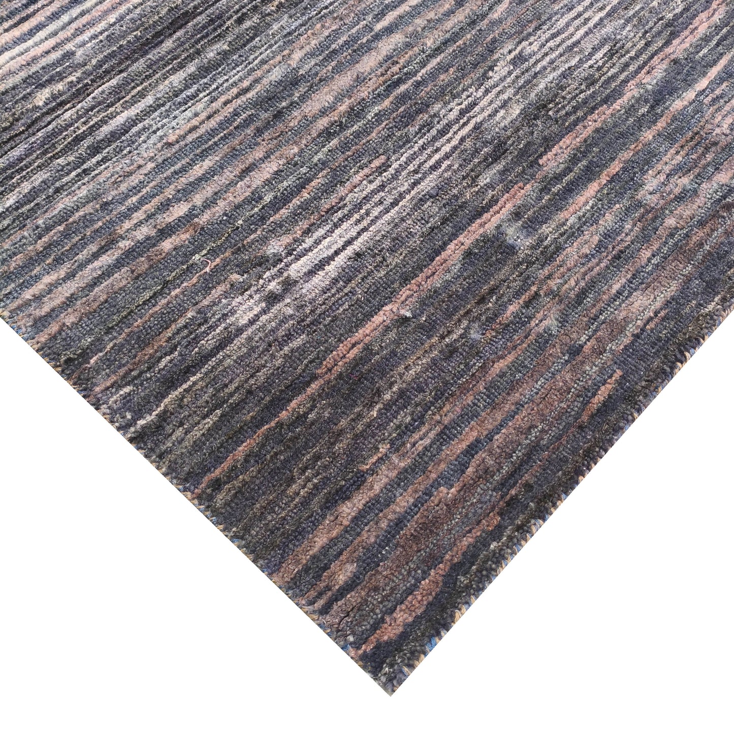 Grey and Brown, Silk Wool Oxidized Modern Solid Handknotted 8.11x12.1ft 275x368Cms Area Rug