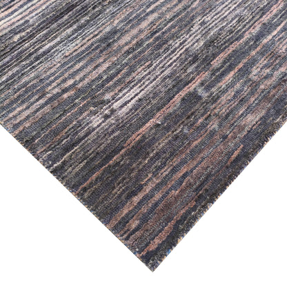 Grey and Brown, Silk Wool Oxidized Modern Solid Handknotted 8.11x12.1ft 275x368Cms Area Rug