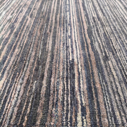 Grey and Brown, Silk Wool Oxidized Modern Solid Handknotted 8.11x12.1ft 275x368Cms Area Rug