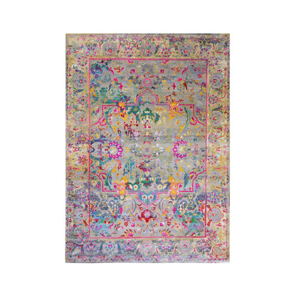 Grey and Gold, Blended Silk and Sari Silk Traditional Persian Handknotted 8.11x11.11ft 271x363Cms Area Rug