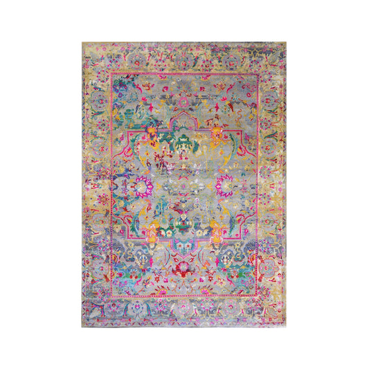 Grey and Gold, Blended Silk and Sari Silk Traditional Persian Handknotted 8.11x11.11ft 271x363Cms Area Rug