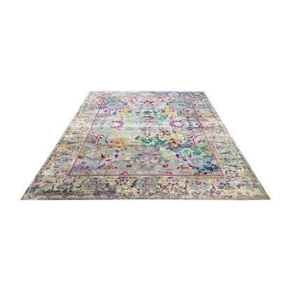 Grey and Gold, Blended Silk and Sari Silk Traditional Persian Handknotted 8.11x11.11ft 271x363Cms Area Rug