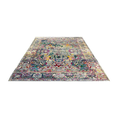 Grey and Gold, Blended Silk and Sari Silk Traditional Persian Handknotted 8.11x11.11ft 271x363Cms Area Rug