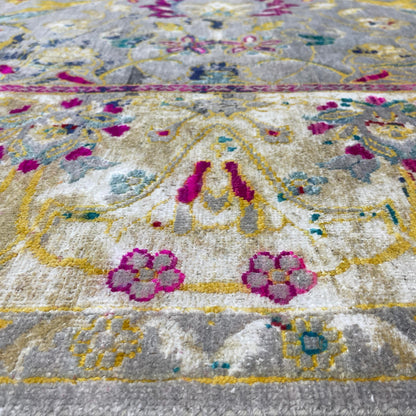 Grey and Gold, Blended Silk and Sari Silk Traditional Persian Handknotted 8.11x11.11ft 271x363Cms Area Rug